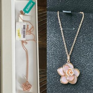 Effy Rose Gold and Pink Flower Necklace